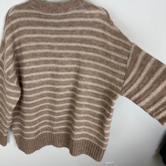 Jenni Kayne Women's Alpaca Cocoon Crew Neck Sweater L Stripe Minimalist Contempo - Picture 12 of 13